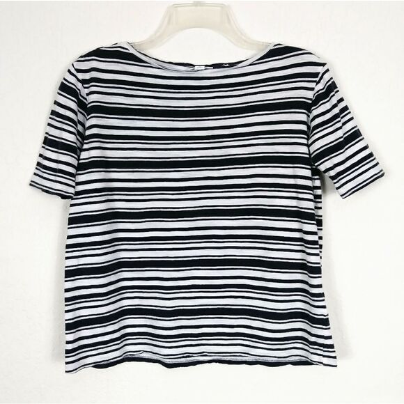 J. Jill Black & White Striped Oversized T-shirt - Picture 1 of 5
